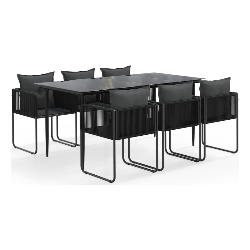 Afuera Living Contemporary PE Rattan Durable Garden Dining Set in Black