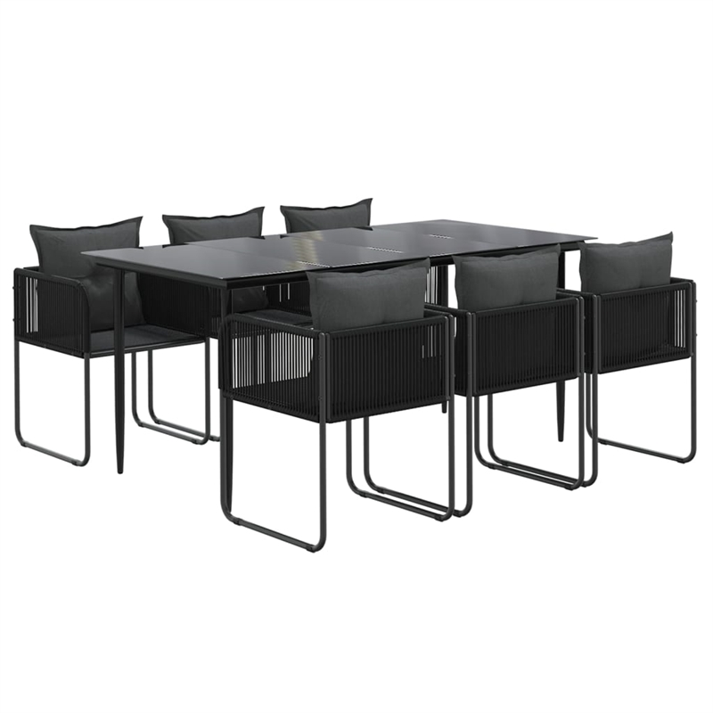 Afuera Living Contemporary PE Rattan Durable Garden Dining Set in Black