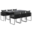 Afuera Living Contemporary PE Rattan Durable Garden Dining Set in Black