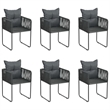 Afuera Living Contemporary PE Rattan Durable Garden Dining Set in Black