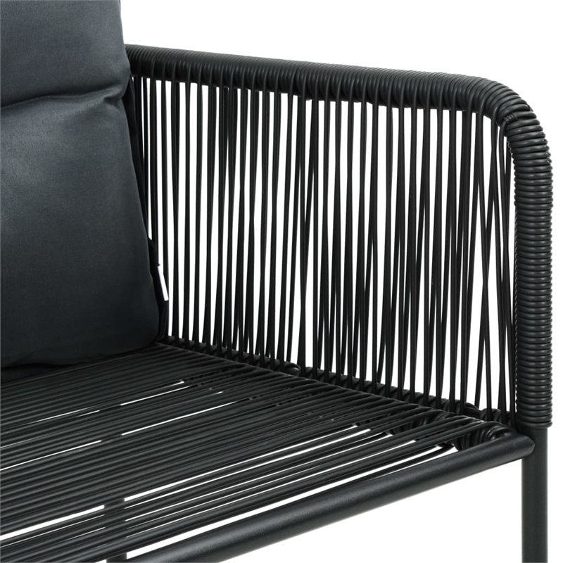 Afuera Living Contemporary PE Rattan Durable Garden Dining Set in Black
