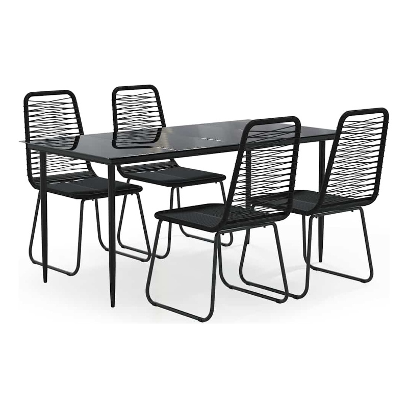 Afuera Living Contemporary PE Rattan Durable Garden Dining Set in Black