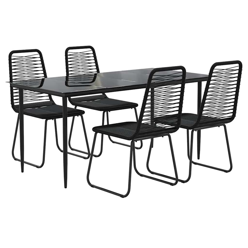 Afuera Living Contemporary PE Rattan Durable Garden Dining Set in Black