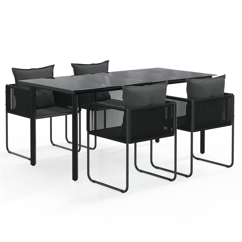 Afuera Living Contemporary PE Rattan Durable Garden Dining Set in Black