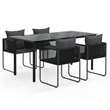 Afuera Living Contemporary PE Rattan Durable Garden Dining Set in Black