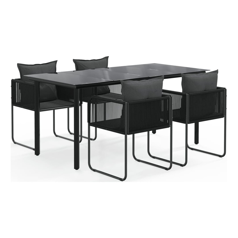 Afuera Living Contemporary PE Rattan Durable Garden Dining Set in Black