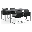 Afuera Living Contemporary PE Rattan Durable Garden Dining Set in Black