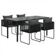 Afuera Living Contemporary PE Rattan Durable Garden Dining Set in Black