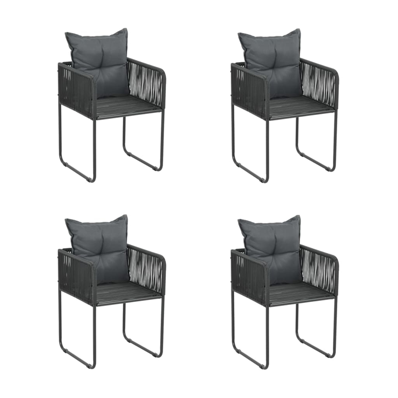 Afuera Living Contemporary PE Rattan Durable Garden Dining Set in Black
