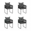 Afuera Living Contemporary PE Rattan Durable Garden Dining Set in Black