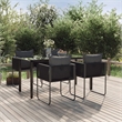 Afuera Living Contemporary PE Rattan Durable Garden Dining Set in Black