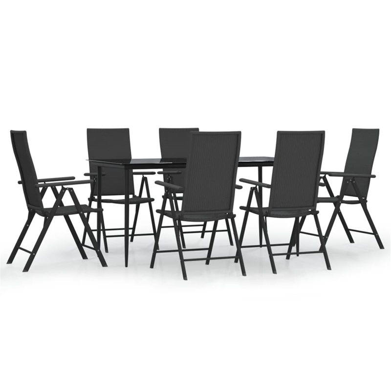 Afuera Living Contemporary PE Rattan Durable Garden Dining Set in Black
