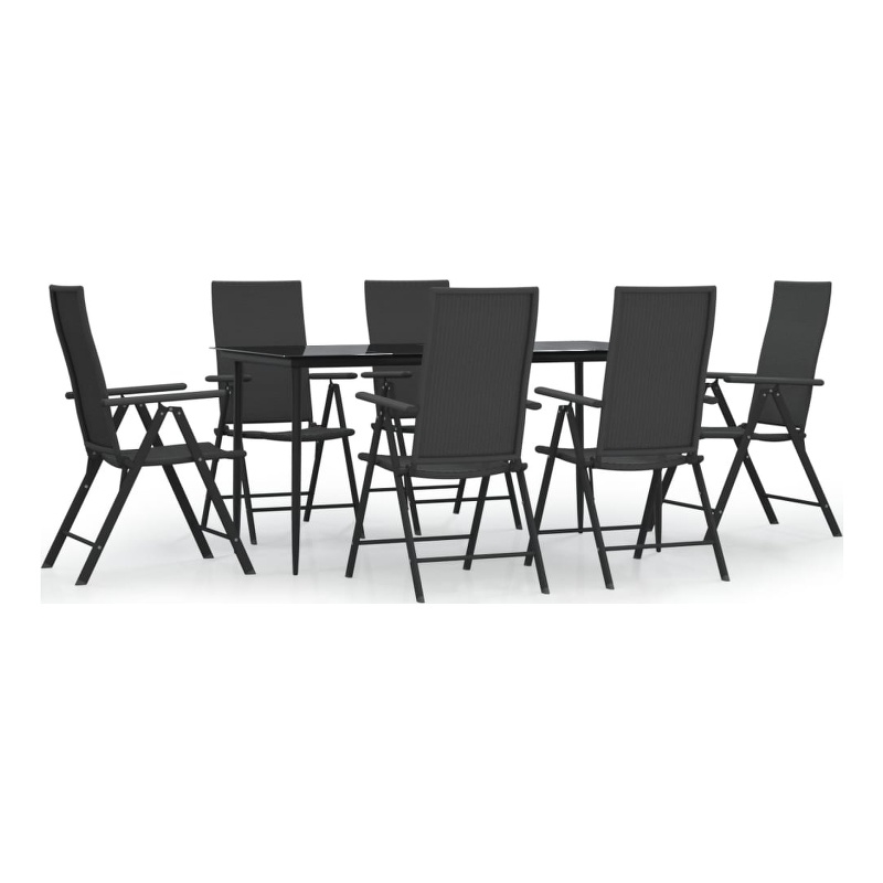 Afuera Living Contemporary PE Rattan Durable Garden Dining Set in Black