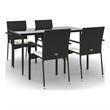 Afuera Living Contemporary PE Rattan Durable Garden Dining Set in Black