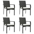 Afuera Living Contemporary PE Rattan Durable Garden Dining Set in Black