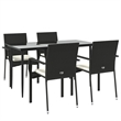 Afuera Living Contemporary PE Rattan Durable Garden Dining Set in Black