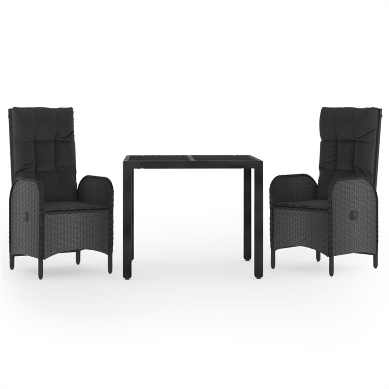 Afuera Living Contemporary PE Rattan Durable Garden Dining Set in Black