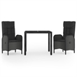 Afuera Living Contemporary PE Rattan Durable Garden Dining Set in Black