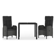Afuera Living Contemporary PE Rattan Durable Garden Dining Set in Black