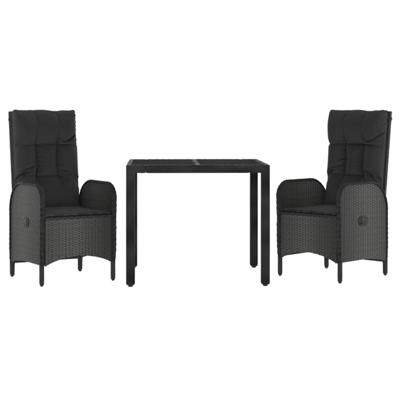 Afuera Living Contemporary PE Rattan Durable Garden Dining Set in Black