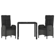 Afuera Living Contemporary PE Rattan Durable Garden Dining Set in Black