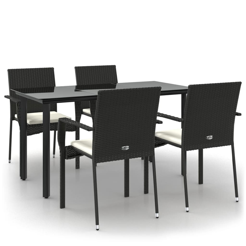 Afuera Living Contemporary PE Rattan Durable Garden Dining Set in Black
