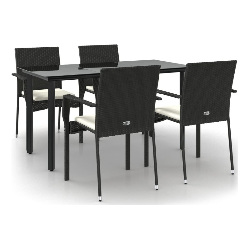 Afuera Living Contemporary PE Rattan Durable Garden Dining Set in Black