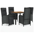 Afuera Living Contemporary PE Rattan Durable Garden Dining Set in Black