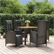 Afuera Living Contemporary PE Rattan Durable Garden Dining Set in Black