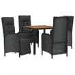 Afuera Living Contemporary PE Rattan Durable Garden Dining Set in Black
