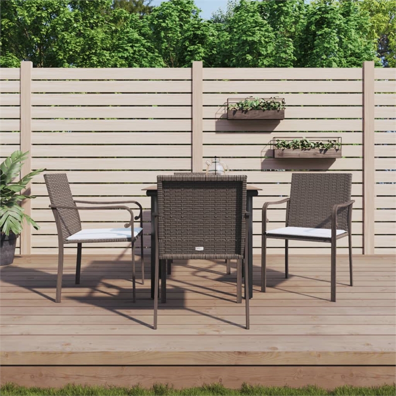 Afuera Living Contemporary PE Rattan 5 Piece Garden Dining Set in Brown