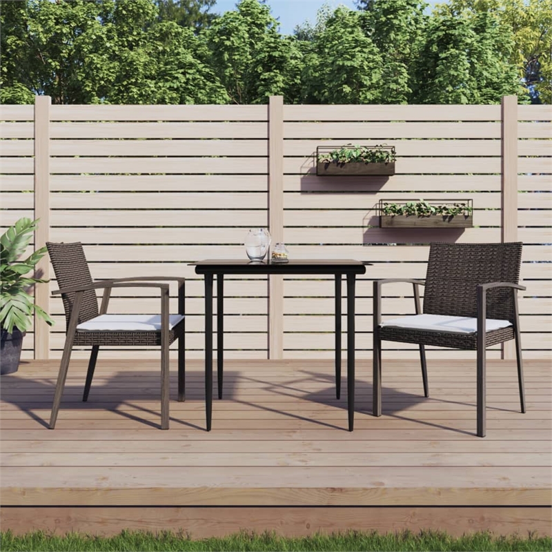 Afuera Living Contemporary PE Rattan Durable Garden Dining Set in Brown