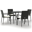 Afuera Living Contemporary PE Rattan Durable Garden Dining Set in Black