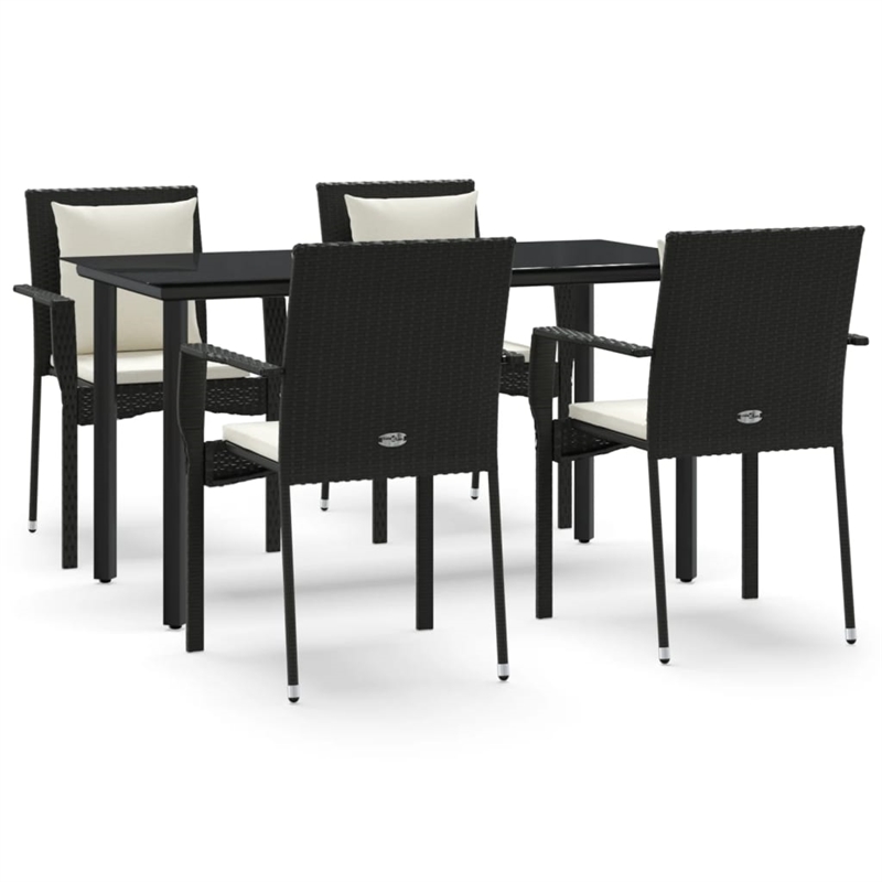 Afuera Living Contemporary PE Rattan Durable Garden Dining Set in Black