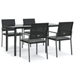Afuera Living Contemporary Rectangular Patio Dining Set in Black