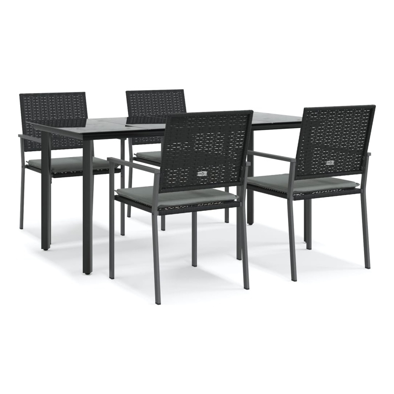 Afuera Living Contemporary Rectangular Patio Dining Set in Black
