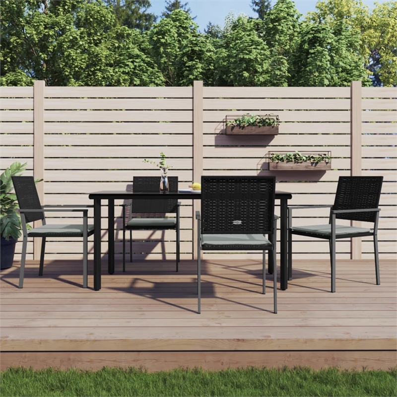 Afuera Living Contemporary Rectangular Patio Dining Set in Black