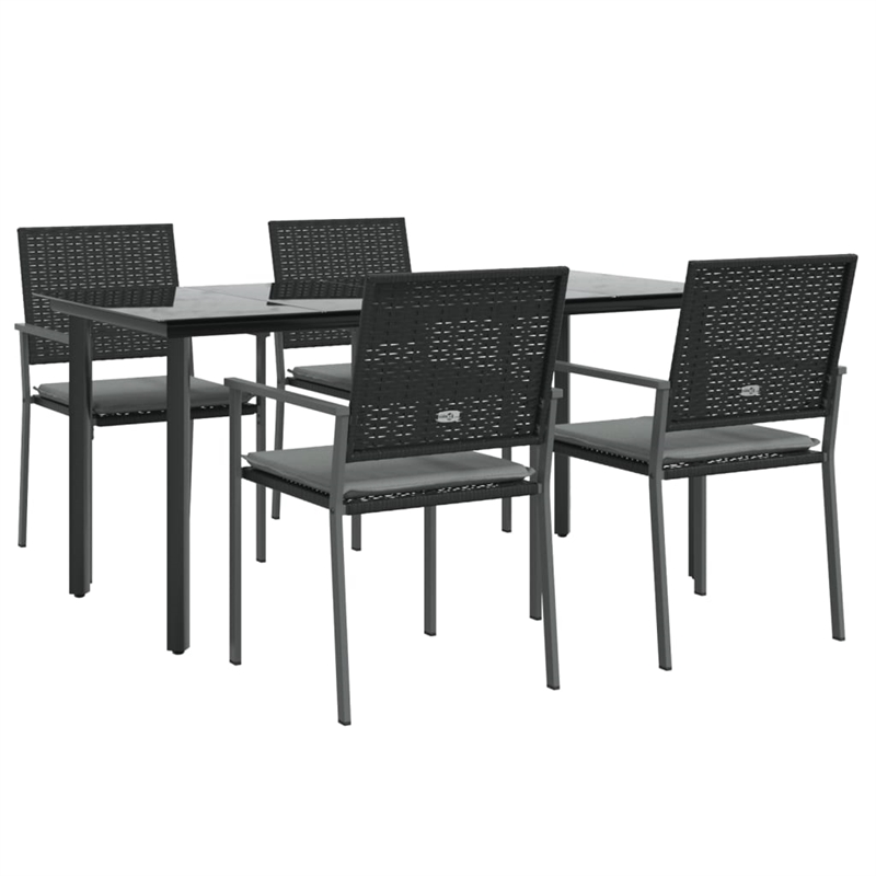 Afuera Living Contemporary Rectangular Patio Dining Set in Black