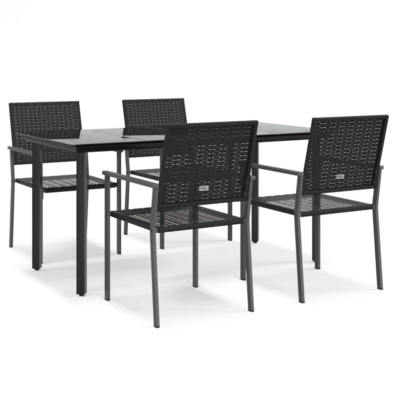 Afuera Living Contemporary PE Rattan Durable Garden Dining Set in Black