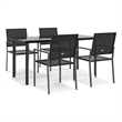 Afuera Living Contemporary PE Rattan Durable Garden Dining Set in Black