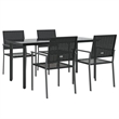 Afuera Living Contemporary PE Rattan Durable Garden Dining Set in Black