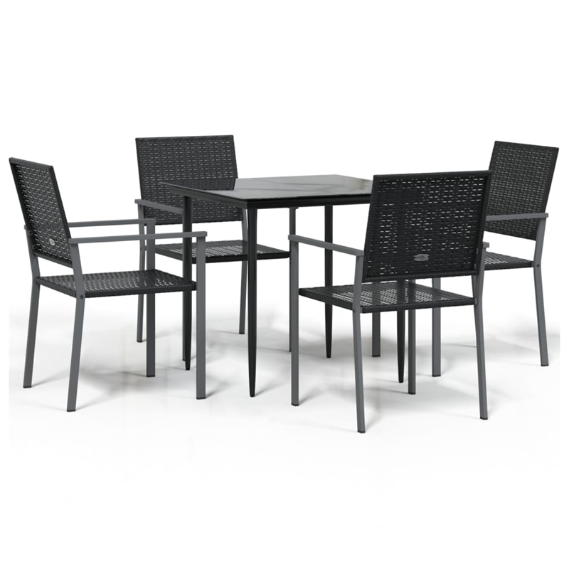 Afuera Living Contemporary PE Rattan Durable Garden Dining Set in Black