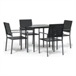 Afuera Living Contemporary PE Rattan Durable Garden Dining Set in Black