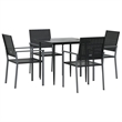 Afuera Living Contemporary PE Rattan Durable Garden Dining Set in Black