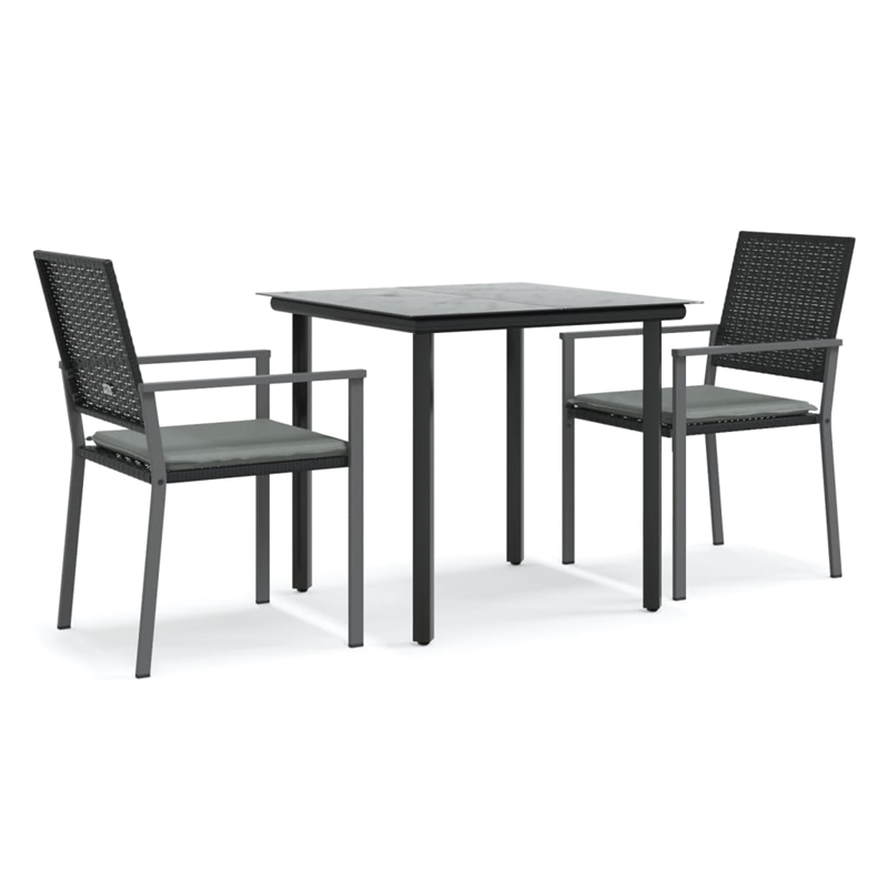 Afuera Living Contemporary PE Rattan Durable Garden Dining Set in Black