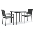 Afuera Living Contemporary PE Rattan Durable Garden Dining Set in Black