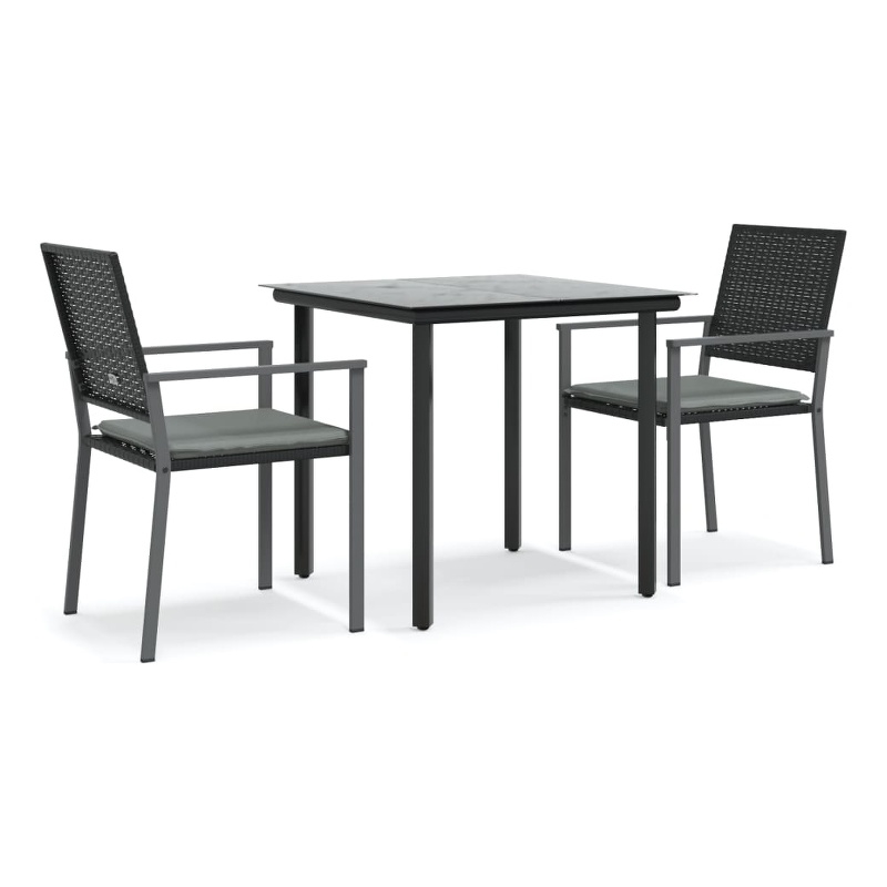 Afuera Living Contemporary PE Rattan Durable Garden Dining Set in Black
