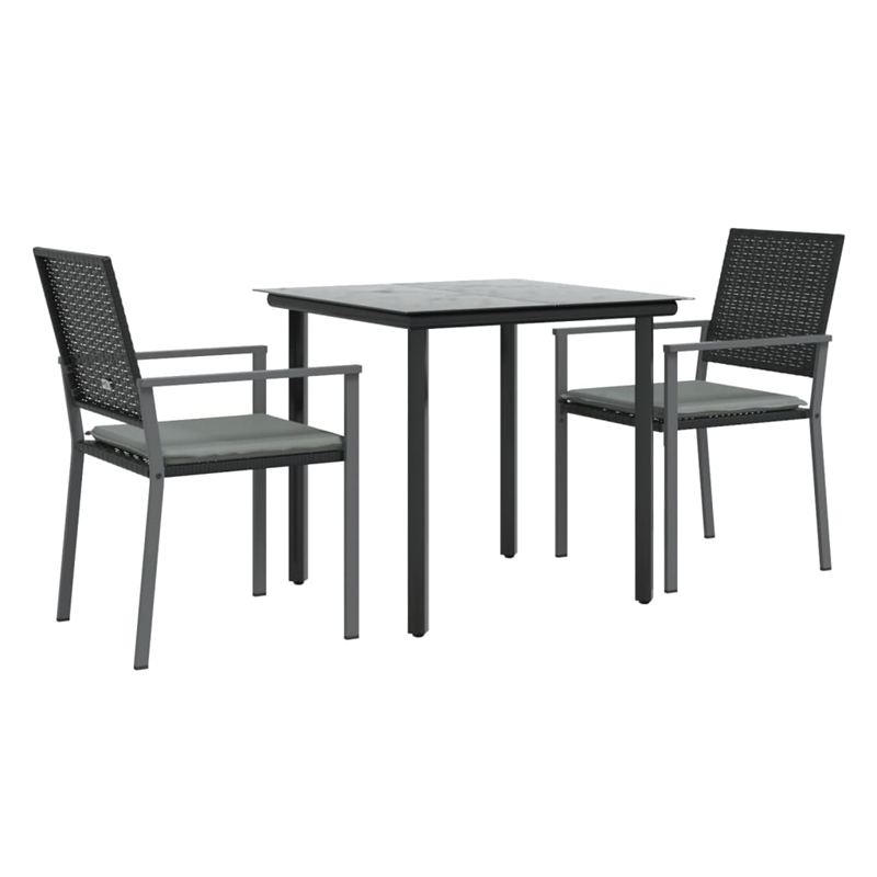 Afuera Living Contemporary PE Rattan Durable Garden Dining Set in Black