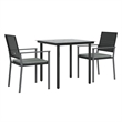 Afuera Living Contemporary PE Rattan Durable Garden Dining Set in Black