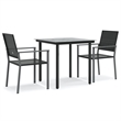 Afuera Living Contemporary PE Rattan Durable Garden Dining Set in Black